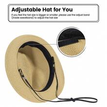 Straw Fedora Hat For Women & Men Foldable Short Brim Trilby Beach Sun Hat - Màu Khaki - Xem 5