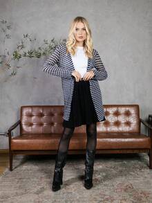 Women's Long Open Stylish Kimono Cardigan - 深黑色 - 查看 3
