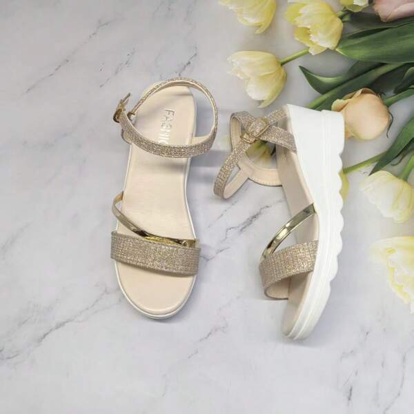 Women's Solid Color Platform Sandals - Open Toe Ankle Strap Wedge Heels, Thick Comfortable Soles, Breathable Faux Leather, Chunky Heels, Durable PU Outsole, Comfortable For Casual And Formal Occasions All Day In Summer