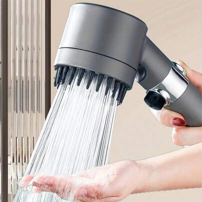 NO HOSE. Pressurized Handheld Shower Head, 3 Modes Adjustable Water Output Shower Head, Round Massage Shower Head, Shower Sprinkler, Shower Nozzle, Shower Spray Head, Bathroom Hardware, Bathroom Accessories