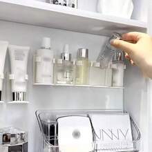 1/2 buc Suport de depozitare multifuncțional, Dulap cu oglindă perforată pentru baie, montat pe perete, Suport de sortare a produselor pentru îngrijirea pielii, Suport de depozitare pe perete