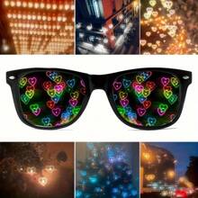 1 pieza Gafas divertidas de efectos especiales surtidas, gafas de difracción, para usar en Navidad, Acción de Gracias, San Valentín, fiestas de bodas, regalo dulce para feriados