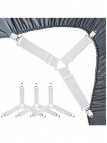 4pcs Triangle Bed Sheet Clips - Secure Mattress Grippers, Adjustable Straps For Easy Fitting & Organizing Fitting For Bedsheets, Mattress Covers, Sofa Cushions Home Use - Multicolor - View 4