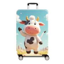 1 pieza Funda protectora para maleta reforzada con estampado de patrón de vaca lindo, accesorio ideal para viajes de negocios, vacaciones, viajes, facturación de equipaje, vuelta al colegio, para dar color a tu maleta. Adecuado para maletas de 20 a 28 pulgadas. Esenciales de viaje, accesorios de viaje, vacaciones, verano, bolsa para el colegio, accesorios escolares, artículos escolares