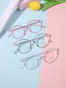 3 副青少年 12-16 岁亚克力休闲圆框时尚眼镜，适合日常阅读、校园服饰 - 彩色 - 查看 5