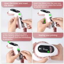 Phomemo 1 套 E975 压花标签机，含 6 卷 9 毫米/3/8 英寸标签带（3*黑色/1*粉色/1*蓝色/1*绿色），便携式复古压花标签机，迷你压花标签机，含 6 卷压花标签带，适用于家庭、办公室 DIY 和手工制作，清晰易读的 3D 标签机，防水迷你便携式标签机， - 粉色 - 查看 8