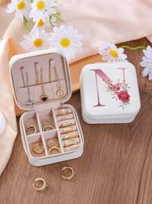 1 Pc A-Z Letter Jewelry Box Ring Storage Box Necklace Storage Box Gifts For Girls Bridesmaid Gifts Mom Gift Ideal Gift White Jewelry Box Pink Jewelry Box