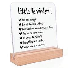 Inspirational Acrylic Plaque With Wooden Stand - Motivational Signage Suitable For Home, Office, Study, Birthday, Wedding, Graduation Ceremonies - Uplifting Wall Decor Display, Also Can Be Used To Store School & Office Supplies Room Decor Home Decor Ornaments Home Miniature Things - Black - View 1