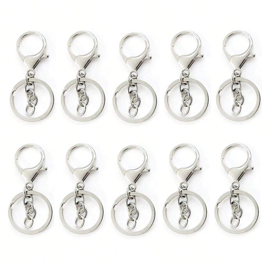 Conjunto de 10 ganchos de pressão com gatilho para chaveiro, fecho lagosta para colar, argola de chave e joias. - Chaveiro - Ver 1