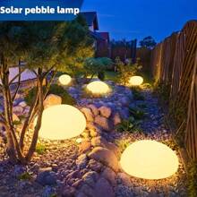 Solar Pebble Lights, Multiple Colors, Outdoor 4 Pebbles Shape Decorative Stone Plastic Lights For Garden Lawn Waterproof.