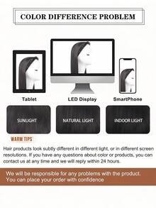 合成长直发假发带头带 20 英寸半假发，女士接发，自然黑棕色假发，耐热