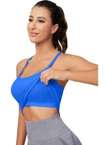 Workout Tops Women With Built In Bra, Sleeveless Gym Tops Seamless Racerback Athletic Yoga Shirts, Activewear - 黃色 - 查看 10