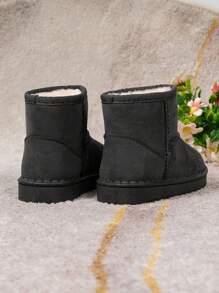 Kids Short Snow Boots, Warm Plush Lining Girls Boots, Comfortable & Fashionable Snow Boots For Outdoor Activities, Durable & Breathable Boys Shoes