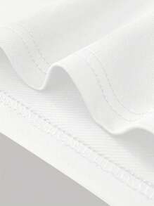 Camiseta de Hombre con Estampado de Letras NEGRAS, Transpirable y Cómoda, Corte Holgado, Ropa para Exteriores - Blanco - Ver 6