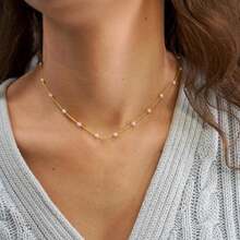 Dainty Pearl Choker Necklace With Thin Chain For Women - Satellite Pearl-gold - View 11
