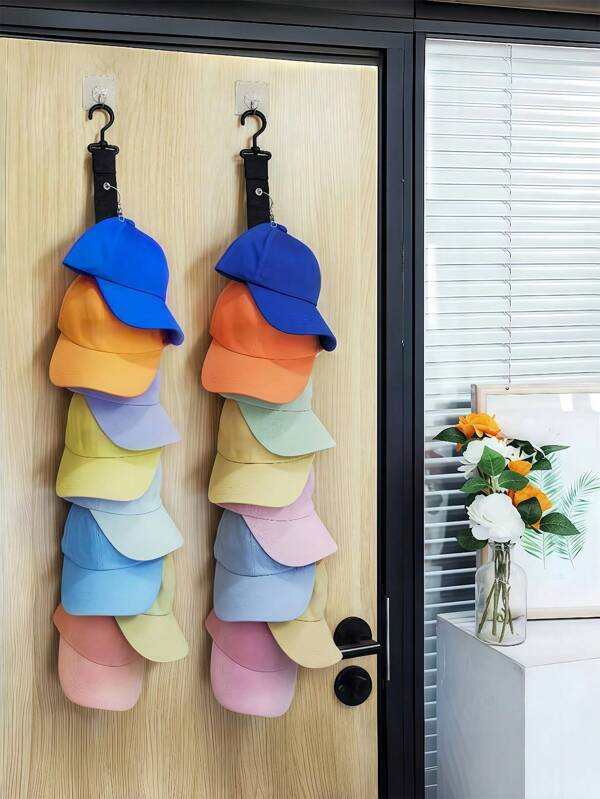 2pcs/1pc 1pc Baseball Cap Hat Rack, Unisex Hat Rack With Hooks And Clips, Suitable For Wardrobe And Cabinet Doors, Hat Storage Rack On Door And Wall, Suitable For Baseball Cap Lovers To Store Closet Door Display Hat Rack. Bedroom, Organizer, Home Storage, White T Shirt Women, Black Pants Women, Ladies Winter Clothes, Dress,