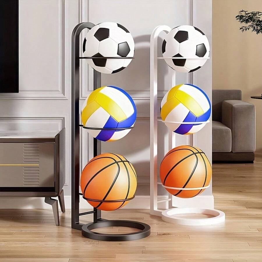 1 Stück 2/5 stöckiges Innen- und Außen Sportball Ausstellungsregal, für Fußball, Volleyball und Basketball, Aufbewahrungsorganizer Regal für Wohnzimmer, Garage, Schlafzimmer, Basketballhalter