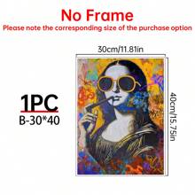Art Decor Modern Mona Lisa Canvas Print, Fashion Theme Retro Portrait Wall Art, Frameless Ink Artwork, Indoor Hanging Decor Poster For Living Room, Bedroom, Home Office - Basquiat-Inspired Watercolor Design Gifts Birthday Graduation
