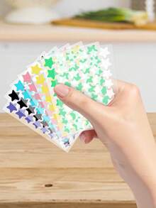 2000pcs Star-Shaped Face Stickers - Gentle, Non-Irritating, Decorative Stickers, Waterproof & Breathable, Essential For Daily Face Stickers, Portable, Suitable For Travel, Gatherings, Makeup Tips, Photo Props, Available In 1400/1120/560/280pcs - Multicolor - View 6