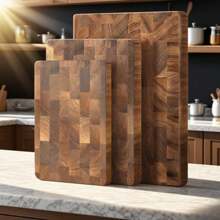 1 pieza Tabla de cortar de madera de acacia premium - Tabla de cortar sólida y duradera de madera rectangular, adecuada para carne, queso, pan y preparación de alimentos | Superficie, textura de grano natural, tabla de preparación de cocina elegante para uso doméstico y profesional, tabla de cortar de pan multifuncional - Diseño de madera natural