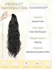 Ponytail Extensions, Long Claw Clip In Ponytail Hairpiece Synthetic Pony Tails Hair Piece Natural Wavy Hairpieces For Women, 20 Inch - Multicolor - View 4