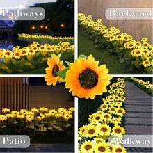 NetHong 2Pcs Solar Powered Flower Sunflower 10 LED Stake Lights Outdoor Garden Path Lamp Garden Decor UK - Sunflower - View 7