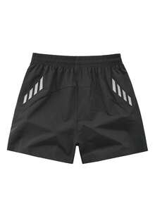 1 件女士夏季运动蝴蝶印花短裤，松紧腰抽绳跑步裤，适合室内健身和户外跑步 - 黑色 - 查看 3