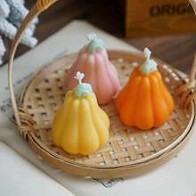 1 pieza Vela con aroma a calabaza en forma de calabaza, adecuada para decoración de Halloween, decoración del hogar, fiestas, mesa de comedor, regalo festivo, cena, banquete/fiesta, relajación/meditación, iluminación ambiental