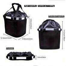 1 Quick-Installation Folding Bicycle Basket, Detachable Aluminum Alloy Front Bag, A Carrier For Pet Cats And Dogs, With Large Capacity And Strong Load-Bearing Capacity, Waterproof Fabric That Is Wear-Resistant And Scratch-Resistant, Outdoor Bicycle Accessory Basket, Suitable For Mountain Bikes And Road Bikes, Folding Bike Bag, Light And Easy To Install, A Must-Have Equipment For Cycling Enthusiasts,