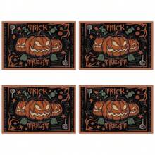 Set de 4/6/12 manteles individuales - Diseño de calabaza de horror, bruja y murciélago - Manteles individuales impresos creativos, resistentes al calor, decoración de mesa de cocina y comedor para Halloween, decoración de habitación, ajuste de mesa para fiestas festivas, aumenta el ambiente festivo
