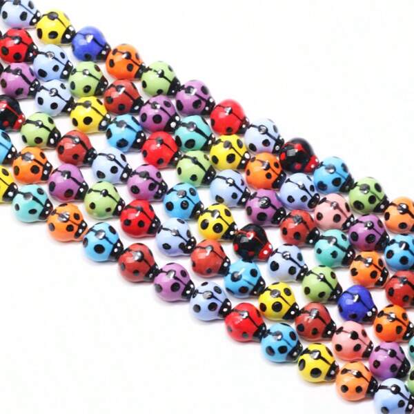 10pcs Colorful Cartoon Ceramic Beads, Flower, Heart, Paw, Ladybug, Starfish Designs, Spacer Beads, Suitable For Jewelry Making DIY Bracelets Necklaces Earrings Pendants