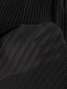 女士雪纺百褶裙，优雅修身，百搭 - 黑色 - 查看 5