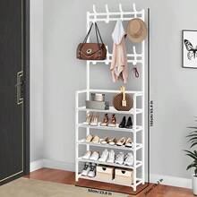 5-Layer Detachable Multifunctional Metal Shoe And Hat Rack, Suitable For Shoe, Hat, Bag, Clothing, Umbrella Storage, Home And Apartment Storage, Suitable For Entrance, Living Room, Bathroom And Corridor, Independent Entrance Shoe Rack - White - View 4
