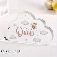 Presente Personalizado de Batizado Placa Acrílica em Formato de Nuvem com Animais, Lembrança Personalizada com Nome, Data, Menino ou Menina, Presente de Batismo