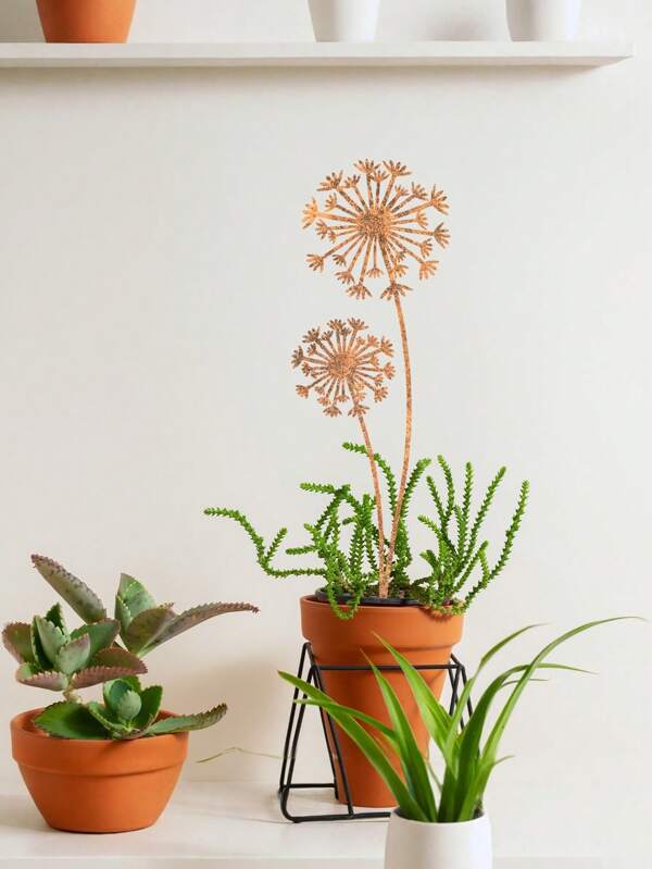 1pc Rustic Dandelion Garden Stake, Rusty Finish Yard Art Decor, Thanksgiving Christmas Halloween Gifts
