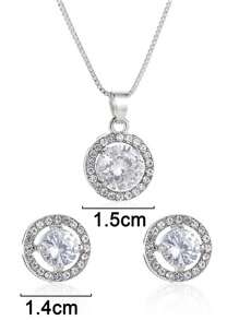 Set de joyería de moda de 3 piezas: collar con strass de circonita, aretes y anillo, elegante para novias, bodas y fiestas