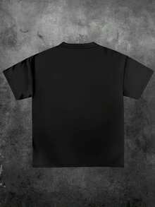 Palm Angel.S Shanghai Sprayed ,Casual Print,Comfortable And Versatile,Letter Pattern Pure Cotton 220g Printed T-Shirt - 黑色 - 查看 2