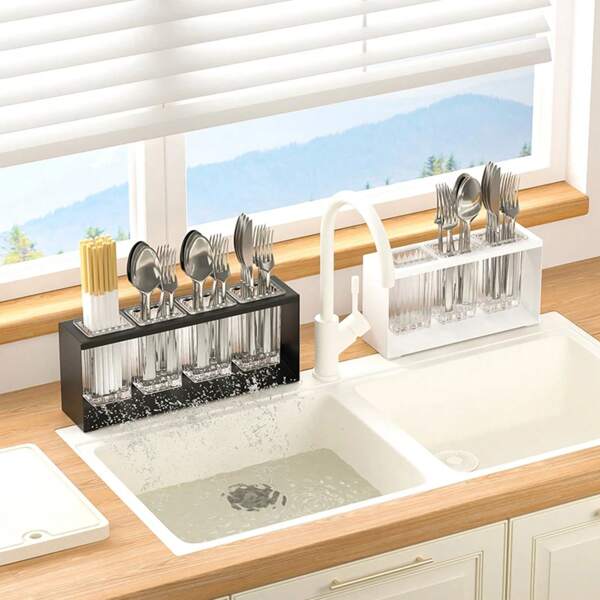 Kitchen Sink, Chopsticks, Spoons, Knives, Forks, Cutlery Storage Containers, Draining Design, Large Capacity