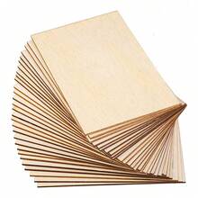 20/50pcs Wood Chips Rectangular Blank Pointed Corner Wood Chips For DIY Art Craft Projects - Apricot - View 3