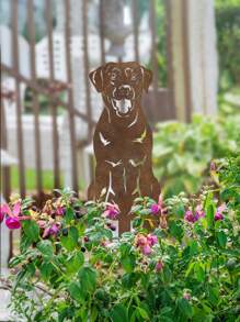 1pc Rusty Iron Metal Labrador Garden Stake - Rusty Metal Artwork - Outdoor Garden Decor