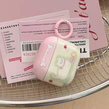 法式浪漫野餐粉红猫双层IMD耳机盒+卡扣套装 适用于苹果Pro2/Pro/4/3/2手机壳 时尚女款耳机盒 简约耳机盒 - 粉色 - 查看 6