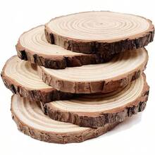 Unfinished Natural With Tree Bark Wood Slices 10 Pcs 4.2-4.7 Inch Disc Coasters Wood Coaster Pieces Craft Wood Kit Circles Crafts Christmas Ornaments DIY Crafts With Bark For Crafts Rustic Wedding - 6 件 6.3-6.7 英寸 - 查看 3