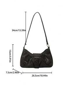 时尚新款纯色五金扣装饰单肩包，百搭经典现代风格女士手提云朵包，适合逛街、钱包、购物、年轻女性、大学生、新人、白领人士。非常适合办公室、大学、工作、商务、通勤、户外活动、旅行和郊游