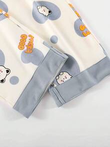 女士V领睡衣套装（两件套），长袖上衣和长裤，柔软舒适，适合春秋季和秋冬季穿着。