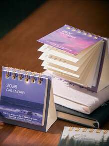 Mini 2026 Desk Calendar, Creative Landscape Calendar, Student Note Desktop Ornaments, Suitable For Home, School Season, Back To School Rewards, Etc.
