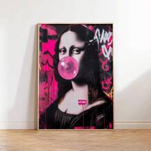 Art Decor Modern Mona Lisa Canvas Print, Fashion Theme Retro Portrait Wall Art, Frameless Ink Artwork, Indoor Hanging Decor Poster For Living Room, Bedroom, Home Office - Basquiat-Inspired Watercolor Design Gifts Birthday Graduation