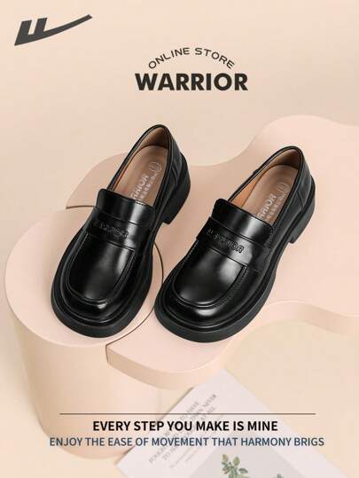 WARRIOR Warrior Ladies' Small Leather Shoes Are Both Casual And Fashionable, With Thick Soles That Increase Comfort. They Are Versatile And Retro British Style Loafers That Can Be Worn All Year Round
