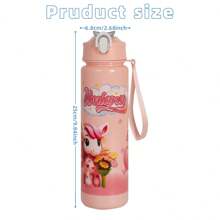 1pc 750ml/25oz Cartoon Pony Themed Plastic Water Bottle, Leak-Proof, Portable, Straw, Hand Washable, Suitable For Outdoor Activities, Games, Cycling, Camping, Great For Holidays And Birthday Gifts