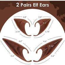CLOUDRIVER Brown Tan Dark Ears - Halloween Renaissance LARP Masquerade Fairy Cosplay Ears Black Skin - B - Brown Short Elf Ears(1 Pair) - 查看 7