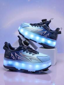 Migające rolki LED dla dziewcząt, 2 w 1, zdejmowane kółka, odpowiednie na wiosnę, lato, jesień i zimę, modne uliczne kraciaste buty do jazdy na rolkach z rzepem i akumulatorem litowo-polimerowym, oddychająca cholewka z poliuretanu i trwała podeszwa zewnętrzna z TPR, odpowiednie dla aktywnych dzieci poniżej 14 lat